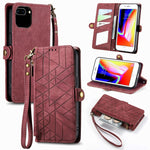 Capa de Telemóvel em Pele com Fecho Lateral e Carteira com Zíper Geométrico, Para iPhone 11, Para iPhone 11 Pro, Para iPhone X / XS, Para iPhone XR, Para iPhone XS Max, Para iPhone 7 Plus / 8 Plus, Para iPhone 6 Plus / 6s Plus, Para iPhone 6 / 6s