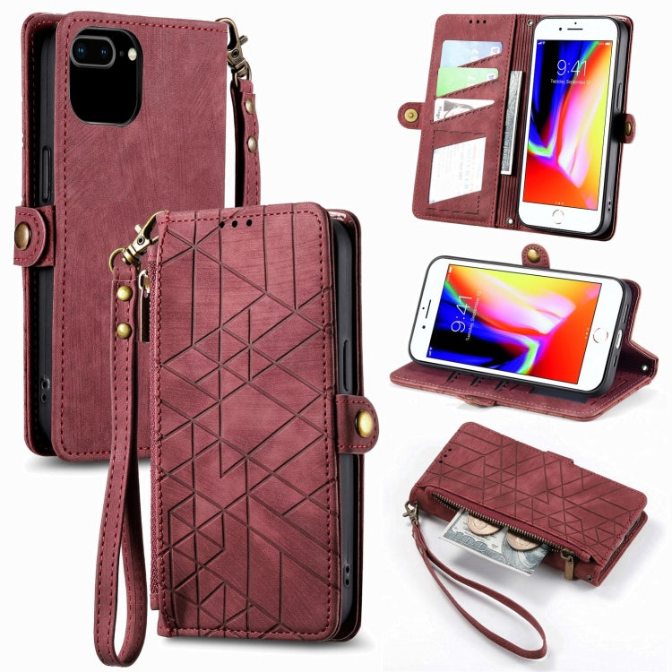 Capa de Telemóvel em Pele com Fecho Lateral e Carteira com Zíper Geométrico, Para iPhone 11, Para iPhone 11 Pro, Para iPhone X / XS, Para iPhone XR, Para iPhone XS Max, Para iPhone 7 Plus / 8 Plus, Para iPhone 6 Plus / 6s Plus, Para iPhone 6 / 6s