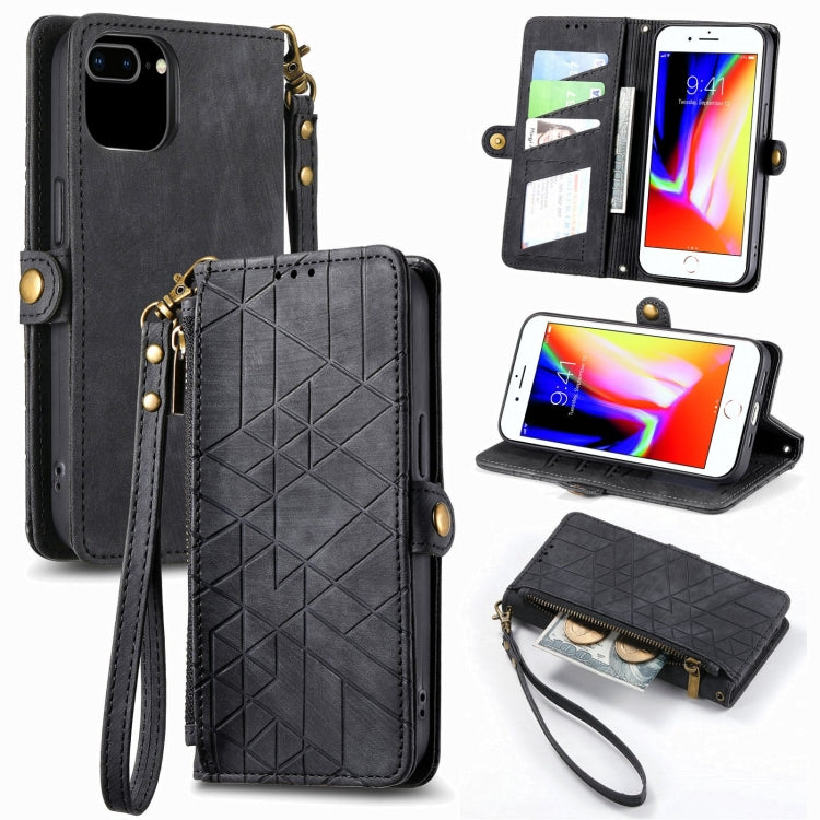 Capa de Telemóvel em Pele com Fecho Lateral e Carteira com Zíper Geométrico, Para iPhone 11, Para iPhone 11 Pro, Para iPhone X / XS, Para iPhone XR, Para iPhone XS Max, Para iPhone 7 Plus / 8 Plus, Para iPhone 6 Plus / 6s Plus, Para iPhone 6 / 6s