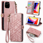 Capa de Telemóvel em Pele com Fecho Lateral e Carteira com Zíper Geométrico, Para iPhone 11, Para iPhone 11 Pro, Para iPhone X / XS, Para iPhone XR, Para iPhone XS Max, Para iPhone 7 Plus / 8 Plus, Para iPhone 6 Plus / 6s Plus, Para iPhone 6 / 6s