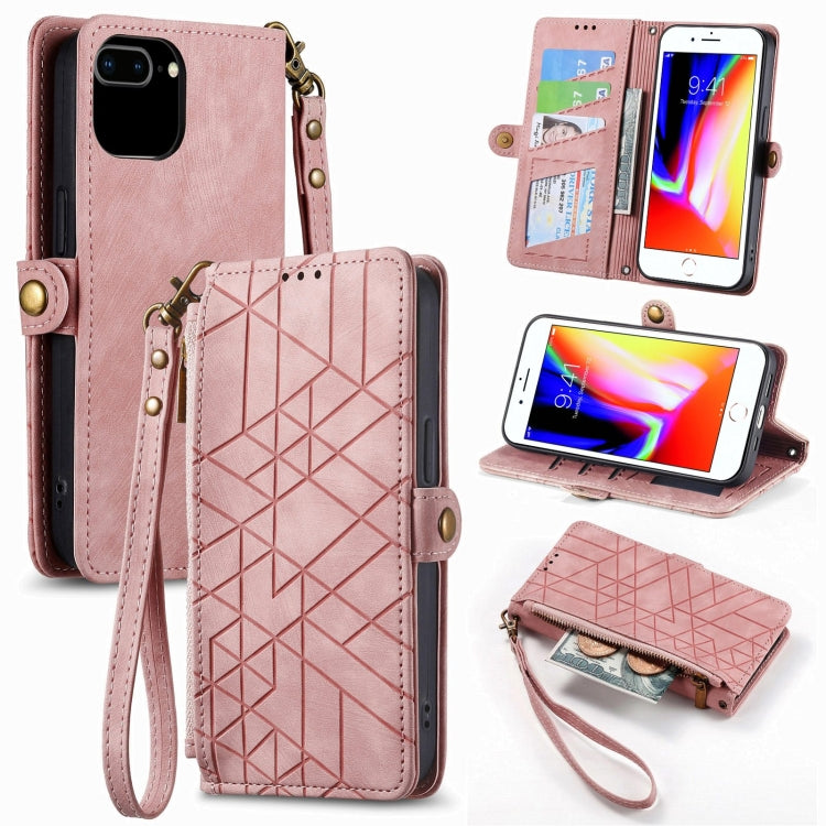 Capa de Telemóvel em Pele com Fecho Lateral e Carteira com Zíper Geométrico, Para iPhone 11, Para iPhone 11 Pro, Para iPhone X / XS, Para iPhone XR, Para iPhone XS Max, Para iPhone 7 Plus / 8 Plus, Para iPhone 6 Plus / 6s Plus, Para iPhone 6 / 6s