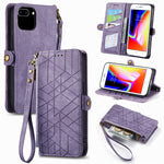 Capa de Telemóvel em Pele com Fecho Lateral e Carteira com Zíper Geométrico, Para iPhone 11, Para iPhone 11 Pro, Para iPhone X / XS, Para iPhone XR, Para iPhone XS Max, Para iPhone 7 Plus / 8 Plus, Para iPhone 6 Plus / 6s Plus, Para iPhone 6 / 6s