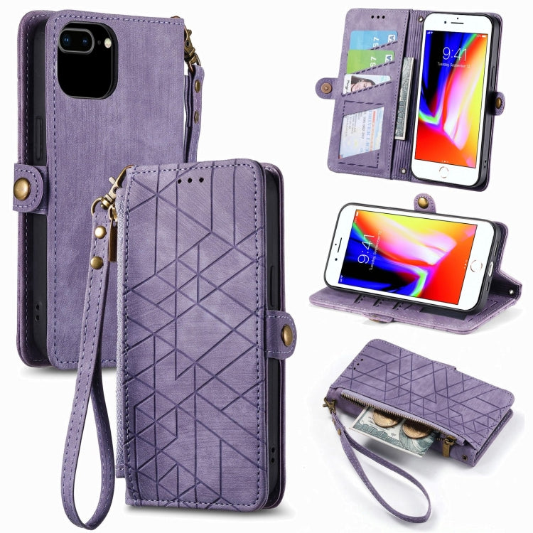 Capa de Telemóvel em Pele com Fecho Lateral e Carteira com Zíper Geométrico, Para iPhone 11, Para iPhone 11 Pro, Para iPhone X / XS, Para iPhone XR, Para iPhone XS Max, Para iPhone 7 Plus / 8 Plus, Para iPhone 6 Plus / 6s Plus, Para iPhone 6 / 6s