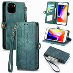 Capa de Telemóvel em Pele com Fecho Lateral e Carteira com Zíper Geométrico, Para iPhone 11, Para iPhone 11 Pro, Para iPhone X / XS, Para iPhone XR, Para iPhone XS Max, Para iPhone 7 Plus / 8 Plus, Para iPhone 6 Plus / 6s Plus, Para iPhone 6 / 6s