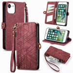 Capa de Telemóvel em Pele com Fecho Lateral e Carteira com Zíper Geométrico, Para iPhone 11, Para iPhone 11 Pro, Para iPhone X / XS, Para iPhone XR, Para iPhone XS Max, Para iPhone 7 Plus / 8 Plus, Para iPhone 6 Plus / 6s Plus, Para iPhone 6 / 6s