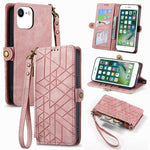 Capa de Telemóvel em Pele com Fecho Lateral e Carteira com Zíper Geométrico, Para iPhone 11, Para iPhone 11 Pro, Para iPhone X / XS, Para iPhone XR, Para iPhone XS Max, Para iPhone 7 Plus / 8 Plus, Para iPhone 6 Plus / 6s Plus, Para iPhone 6 / 6s