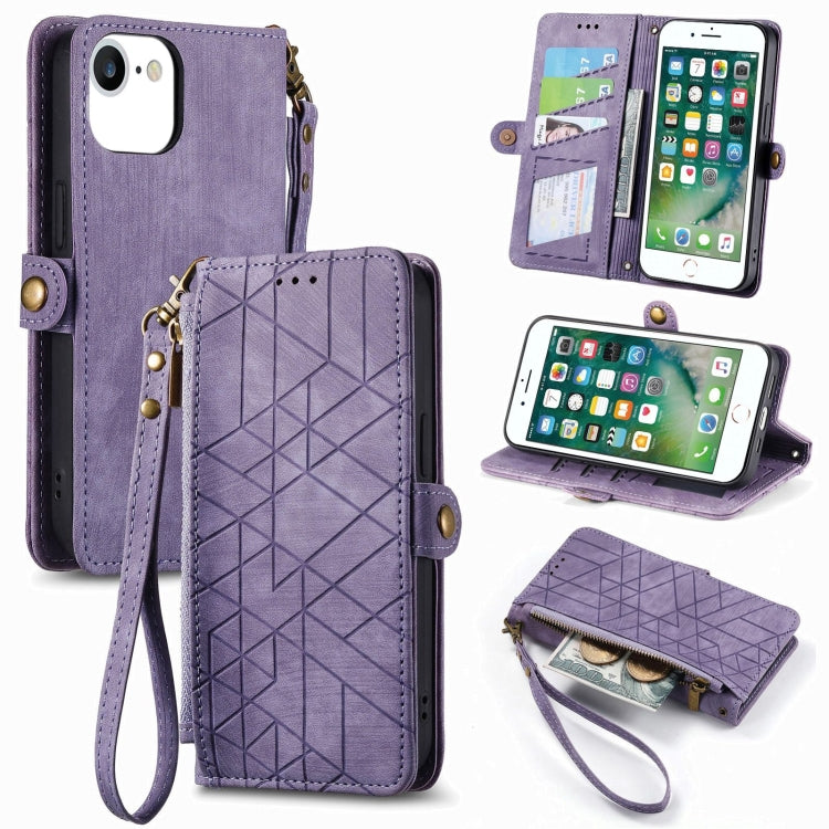Capa de Telemóvel em Pele com Fecho Lateral e Carteira com Zíper Geométrico, Para iPhone 11, Para iPhone 11 Pro, Para iPhone X / XS, Para iPhone XR, Para iPhone XS Max, Para iPhone 7 Plus / 8 Plus, Para iPhone 6 Plus / 6s Plus, Para iPhone 6 / 6s