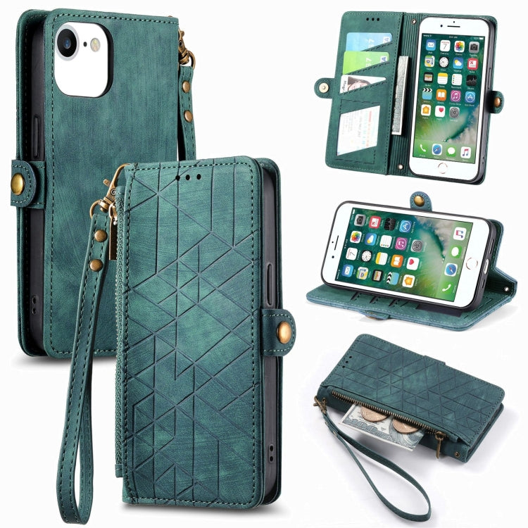 Capa de Telemóvel em Pele com Fecho Lateral e Carteira com Zíper Geométrico, Para iPhone 11, Para iPhone 11 Pro, Para iPhone X / XS, Para iPhone XR, Para iPhone XS Max, Para iPhone 7 Plus / 8 Plus, Para iPhone 6 Plus / 6s Plus, Para iPhone 6 / 6s