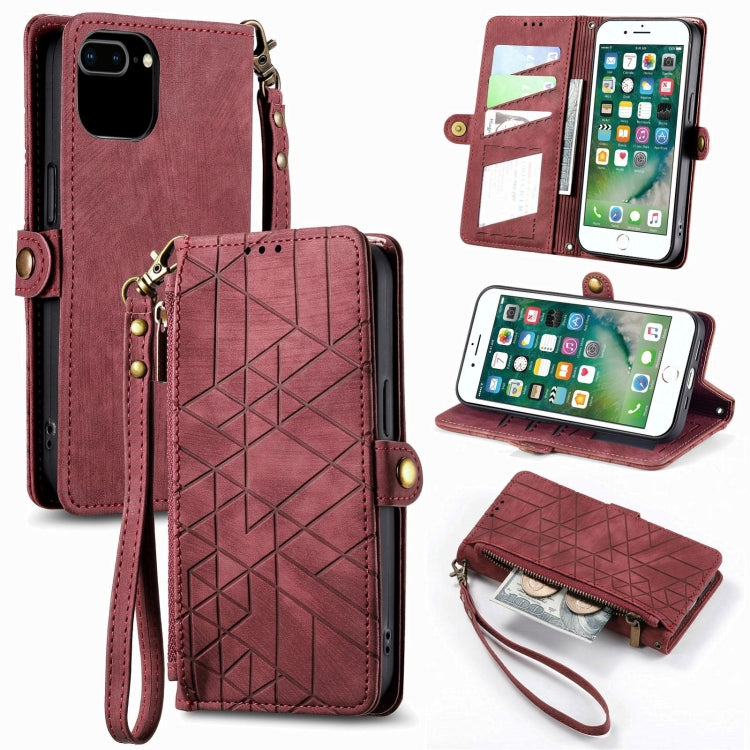 Capa de Telemóvel em Pele com Fecho Lateral e Carteira com Zíper Geométrico, Para iPhone 11, Para iPhone 11 Pro, Para iPhone X / XS, Para iPhone XR, Para iPhone XS Max, Para iPhone 7 Plus / 8 Plus, Para iPhone 6 Plus / 6s Plus, Para iPhone 6 / 6s