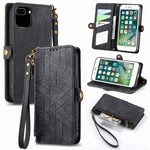 Capa de Telemóvel em Pele com Fecho Lateral e Carteira com Zíper Geométrico, Para iPhone 11, Para iPhone 11 Pro, Para iPhone X / XS, Para iPhone XR, Para iPhone XS Max, Para iPhone 7 Plus / 8 Plus, Para iPhone 6 Plus / 6s Plus, Para iPhone 6 / 6s