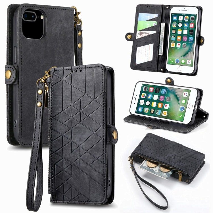 Capa de Telemóvel em Pele com Fecho Lateral e Carteira com Zíper Geométrico, Para iPhone 11, Para iPhone 11 Pro, Para iPhone X / XS, Para iPhone XR, Para iPhone XS Max, Para iPhone 7 Plus / 8 Plus, Para iPhone 6 Plus / 6s Plus, Para iPhone 6 / 6s