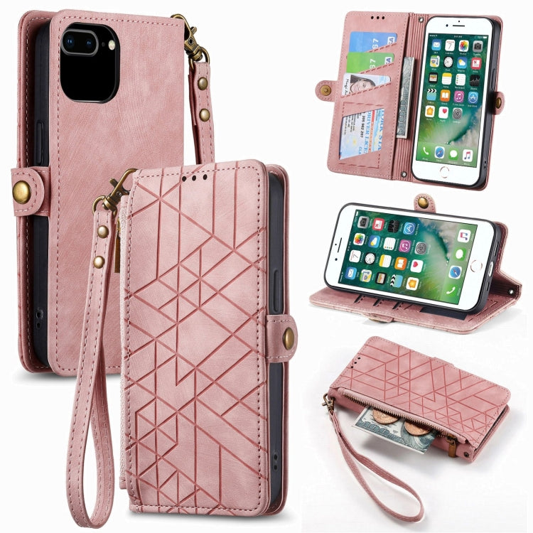 Capa de Telemóvel em Pele com Fecho Lateral e Carteira com Zíper Geométrico, Para iPhone 11, Para iPhone 11 Pro, Para iPhone X / XS, Para iPhone XR, Para iPhone XS Max, Para iPhone 7 Plus / 8 Plus, Para iPhone 6 Plus / 6s Plus, Para iPhone 6 / 6s