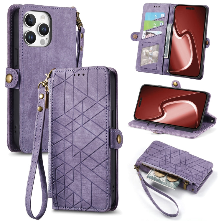 Capa de Telemóvel em Pele com Carteira de Fecho Geométrico e Fivela Lateral, Para iPhone 17e / 16e, Para iPhone 17 Pro Max, Para iPhone 17 Pro, Para iPhone 17, Para iPhone Air, Para iPhone 16 Pro Max, Para iPhone 16 Pro, Para iPhone 16 Plus