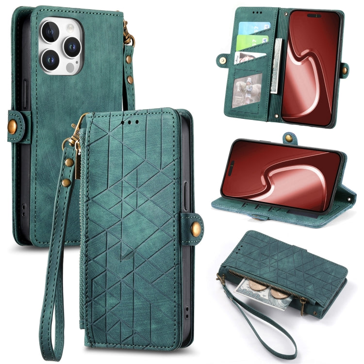 Capa de Telemóvel em Pele com Carteira de Fecho Geométrico e Fivela Lateral, Para iPhone 17e / 16e, Para iPhone 17 Pro Max, Para iPhone 17 Pro, Para iPhone 17, Para iPhone Air, Para iPhone 16 Pro Max, Para iPhone 16 Pro, Para iPhone 16 Plus