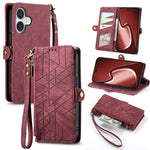 Capa de Telemóvel em Pele com Carteira de Fecho Geométrico e Fivela Lateral, Para iPhone 17e / 16e, Para iPhone 17 Pro Max, Para iPhone 17 Pro, Para iPhone 17, Para iPhone Air, Para iPhone 16 Pro Max, Para iPhone 16 Pro, Para iPhone 16 Plus