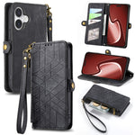 Capa de Telemóvel em Pele com Carteira de Fecho Geométrico e Fivela Lateral, Para iPhone 17e / 16e, Para iPhone 17 Pro Max, Para iPhone 17 Pro, Para iPhone 17, Para iPhone Air, Para iPhone 16 Pro Max, Para iPhone 16 Pro, Para iPhone 16 Plus