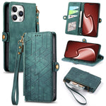 Capa de Telemóvel em Pele com Carteira de Fecho Geométrico e Fivela Lateral, Para iPhone 17e / 16e, Para iPhone 17 Pro Max, Para iPhone 17 Pro, Para iPhone 17, Para iPhone Air, Para iPhone 16 Pro Max, Para iPhone 16 Pro, Para iPhone 16 Plus
