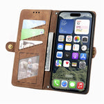 Capa de Telemóvel em Pele com Carteira de Fecho Geométrico e Fivela Lateral, Para iPhone 17e / 16e, Para iPhone 17 Pro Max, Para iPhone 17 Pro, Para iPhone 17, Para iPhone Air, Para iPhone 16 Pro Max, Para iPhone 16 Pro, Para iPhone 16 Plus