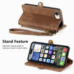 Capa de Telemóvel em Pele com Carteira de Fecho Geométrico e Fivela Lateral, Para iPhone 17e / 16e, Para iPhone 17 Pro Max, Para iPhone 17 Pro, Para iPhone 17, Para iPhone Air, Para iPhone 16 Pro Max, Para iPhone 16 Pro, Para iPhone 16 Plus