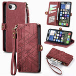 Capa de Telemóvel em Pele com Carteira de Fecho Geométrico e Fivela Lateral, Para iPhone 17e / 16e, Para iPhone 17 Pro Max, Para iPhone 17 Pro, Para iPhone 17, Para iPhone Air, Para iPhone 16 Pro Max, Para iPhone 16 Pro, Para iPhone 16 Plus