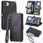 Capa de Telemóvel em Pele com Carteira de Fecho Geométrico e Fivela Lateral, Para iPhone 17e / 16e, Para iPhone 17 Pro Max, Para iPhone 17 Pro, Para iPhone 17, Para iPhone Air, Para iPhone 16 Pro Max, Para iPhone 16 Pro, Para iPhone 16 Plus