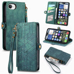 Capa de Telemóvel em Pele com Carteira de Fecho Geométrico e Fivela Lateral, Para iPhone 17e / 16e, Para iPhone 17 Pro Max, Para iPhone 17 Pro, Para iPhone 17, Para iPhone Air, Para iPhone 16 Pro Max, Para iPhone 16 Pro, Para iPhone 16 Plus