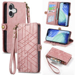 Capa de Telemóvel em Pele com Carteira de Fecho Geométrico e Fivela Lateral, Para iPhone 17e / 16e, Para iPhone 17 Pro Max, Para iPhone 17 Pro, Para iPhone 17, Para iPhone Air, Para iPhone 16 Pro Max, Para iPhone 16 Pro, Para iPhone 16 Plus