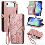 Capa de Telemóvel em Pele com Carteira de Fecho Geométrico e Fivela Lateral, Para iPhone 17e / 16e, Para iPhone 17 Pro Max, Para iPhone 17 Pro, Para iPhone 17, Para iPhone Air, Para iPhone 16 Pro Max, Para iPhone 16 Pro, Para iPhone 16 Plus