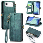 Capa de Telemóvel em Pele com Carteira de Fecho Geométrico e Fivela Lateral, Para iPhone 17e / 16e, Para iPhone 17 Pro Max, Para iPhone 17 Pro, Para iPhone 17, Para iPhone Air, Para iPhone 16 Pro Max, Para iPhone 16 Pro, Para iPhone 16 Plus