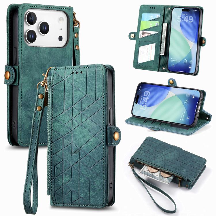 Capa de Telemóvel em Pele com Carteira de Fecho Geométrico e Fivela Lateral, Para iPhone 17e / 16e, Para iPhone 17 Pro Max, Para iPhone 17 Pro, Para iPhone 17, Para iPhone Air, Para iPhone 16 Pro Max, Para iPhone 16 Pro, Para iPhone 16 Plus