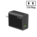 Adaptador para Portátil GaN PD65W Type-C x 2 + USB3.0 para Série Apple MacBook, Ficha EUA