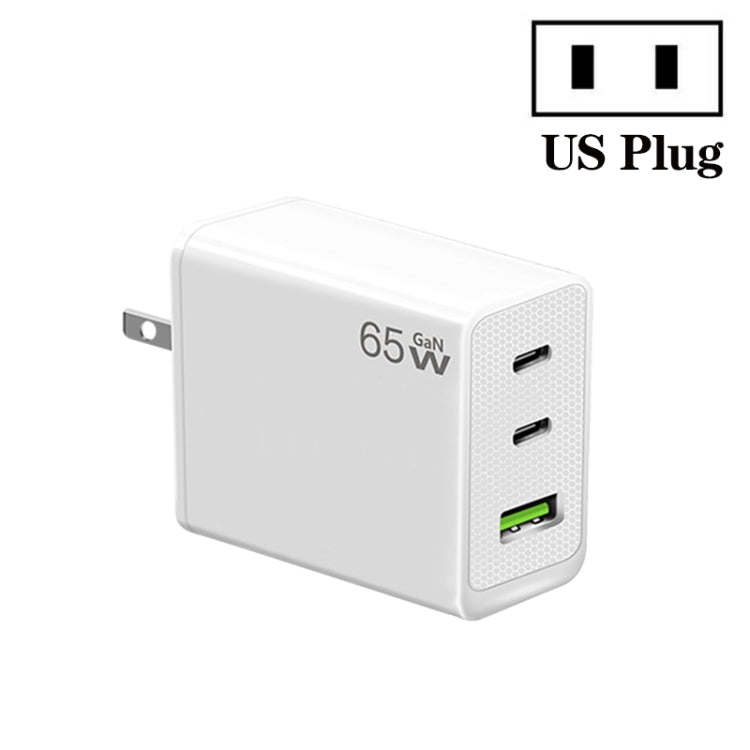 Adaptador para Portátil GaN PD65W Type-C x 2 + USB3.0 para Série Apple MacBook, Ficha EUA
