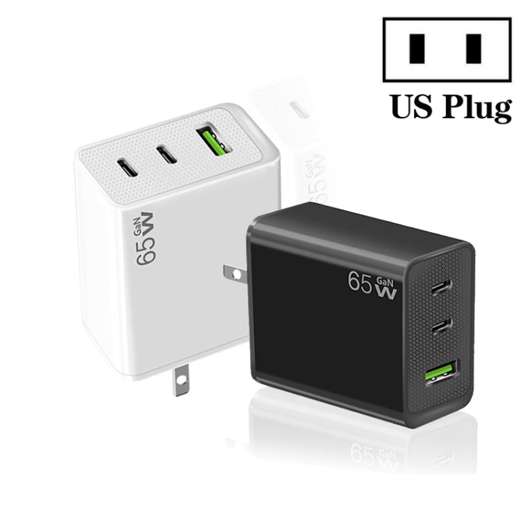 Adaptador para Portátil GaN PD65W Type-C x 2 + USB3.0 para Série Apple MacBook, Ficha EUA