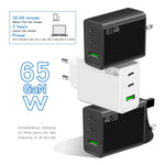 Adaptador para Portátil GaN PD65W Type-C x 2 + USB3.0 para Série Apple MacBook, Ficha EUA