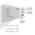 Adaptador para Portátil GaN PD65W Type-C x 2 + USB3.0 para Série Apple MacBook, Ficha EUA