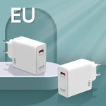 Carregador de Carregamento Super Rápido USB 120W, Ficha UE, Ficha US, Ficha UK
