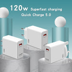 Carregador de Carregamento Super Rápido USB 120W, Ficha UE, Ficha US, Ficha UK