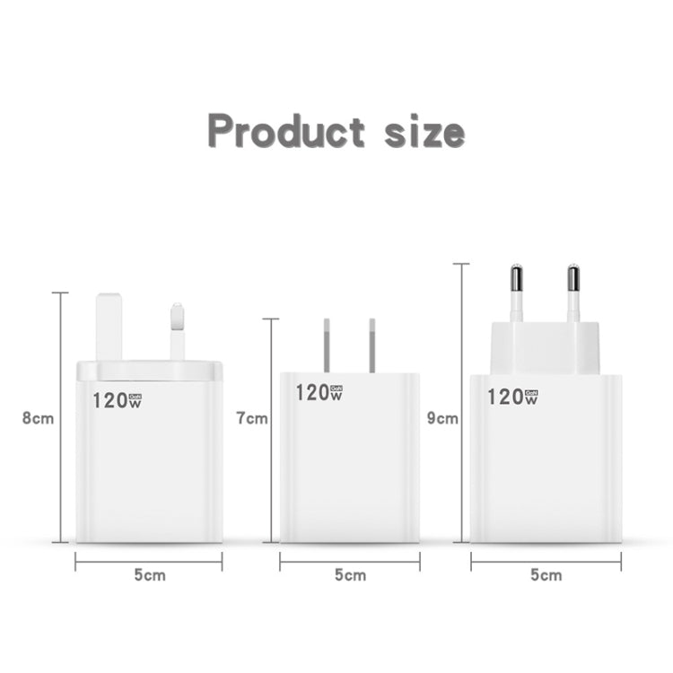 Carregador de Carregamento Super Rápido USB 120W, Ficha UE, Ficha US, Ficha UK