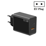 Adaptador Notebook GaN PD48W Type-C PD3.0 + USB3.0 para Série MacBook, Ficha EU, Ficha EU