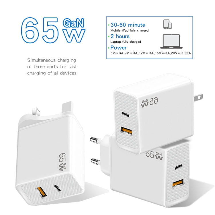Adaptador Notebook GaN PD48W Type-C PD3.0 + USB3.0 para Série MacBook, Ficha EU, Ficha EU