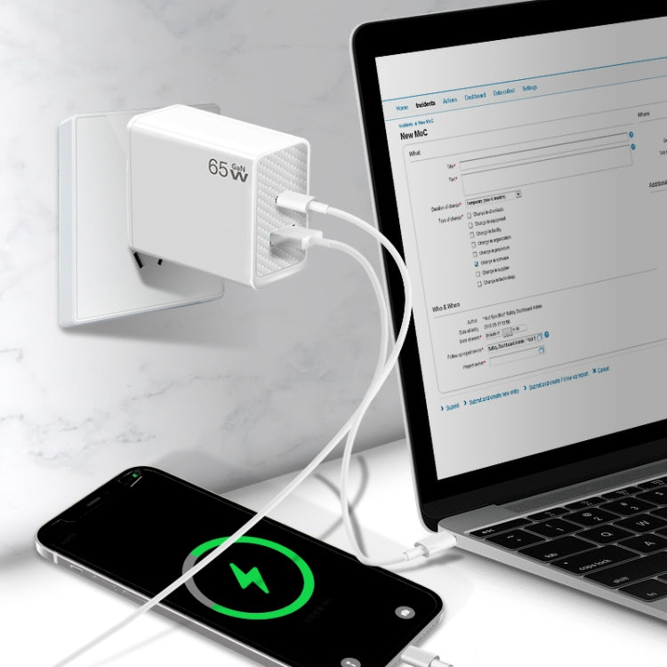 Adaptador Notebook GaN PD48W Type-C PD3.0 + USB3.0 para Série MacBook, Ficha EU, Ficha EU