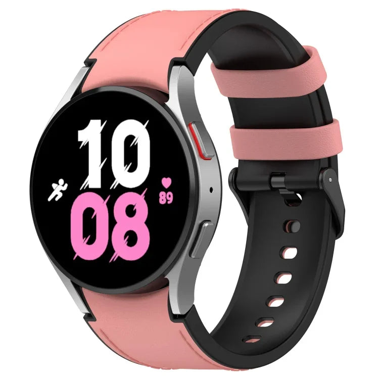 Silicone Leather Black Buckle Watch Band, Size:S, For Samsung Galaxy Watch 6 Classic, For Samsung Galaxy Watch 6