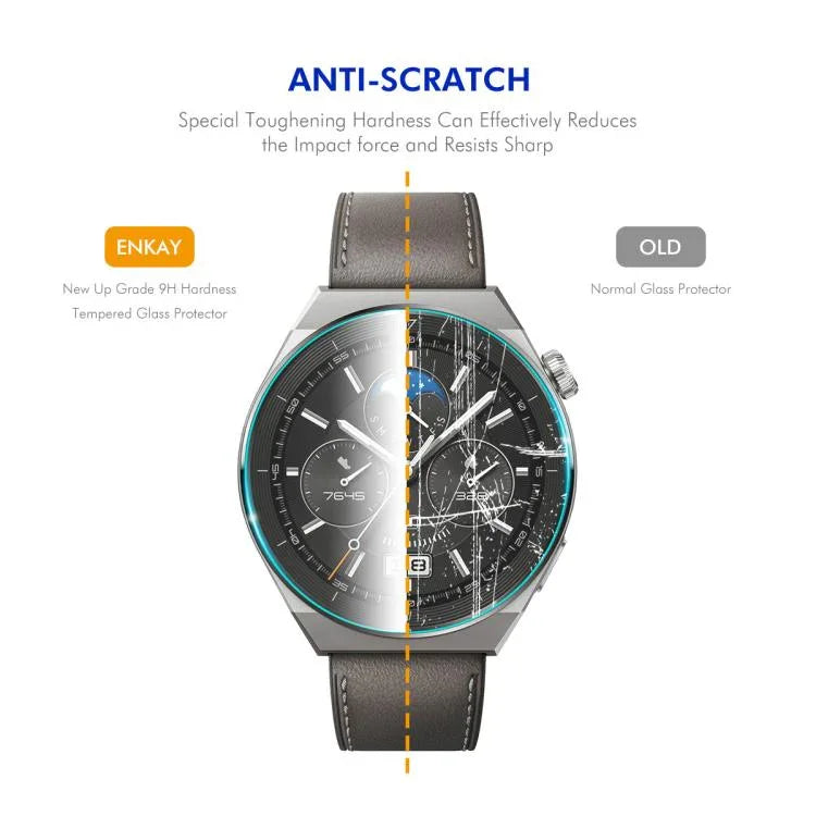2 unidades ENKAY Filme Protetor de Ecrã em Vidro Temperado 0,2mm 9H para Relógio, Para Samsung Galaxy Watch Ultra 47mm / Ultra 2025, Para Samsung Galaxy Watch8 44mm, Para Samsung Galaxy Watch8 40mm, Para Samsung Galaxy Watch6 Classic / Ultra 47mm