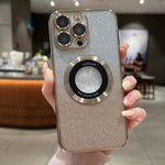 Capa para telemóvel TPU MagSafe com gradiente e glitter eletroplatinado, para iPhone 16 Pro, para iPhone 16 Plus, para iPhone 15 Pro Max, para iPhone 15 Pro, para iPhone 15 Plus, para iPhone 15, para iPhone 14 Plus