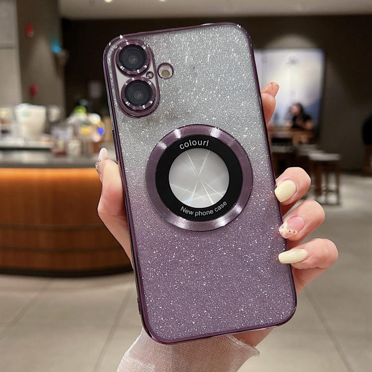 Capa para telemóvel TPU MagSafe com gradiente e glitter eletroplatinado, para iPhone 17e / 16e, para iPhone 17 Pro Max, para iPhone 17 Pro, para iPhone 17, para iPhone Air, para iPhone 16 Pro Max
