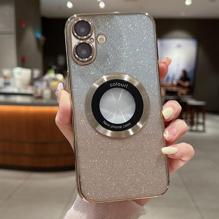 Capa para telemóvel TPU MagSafe com gradiente e glitter eletroplatinado, para iPhone 17e / 16e, para iPhone 17 Pro Max, para iPhone 17 Pro, para iPhone 17, para iPhone Air, para iPhone 16 Pro Max