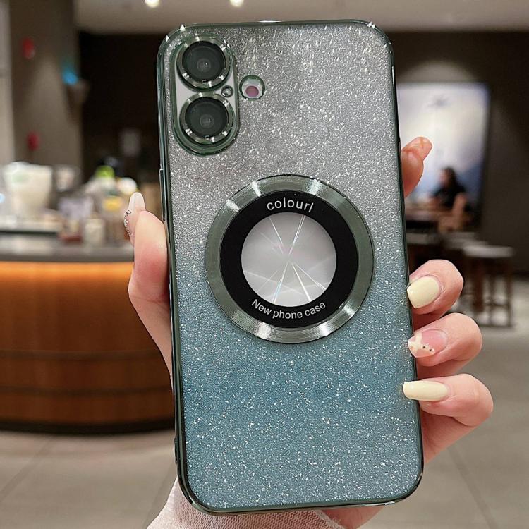 Capa para telemóvel TPU MagSafe com gradiente e glitter eletroplatinado, para iPhone 17e / 16e, para iPhone 17 Pro Max, para iPhone 17 Pro, para iPhone 17, para iPhone Air, para iPhone 16 Pro Max