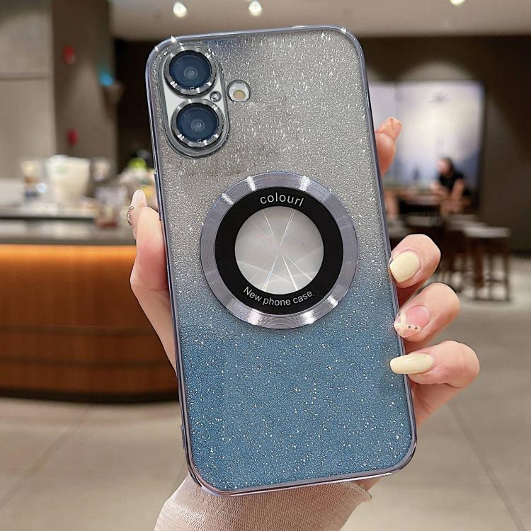 Capa para telemóvel TPU MagSafe com gradiente e glitter eletroplatinado, para iPhone 17e / 16e, para iPhone 17 Pro Max, para iPhone 17 Pro, para iPhone 17, para iPhone Air, para iPhone 16 Pro Max
