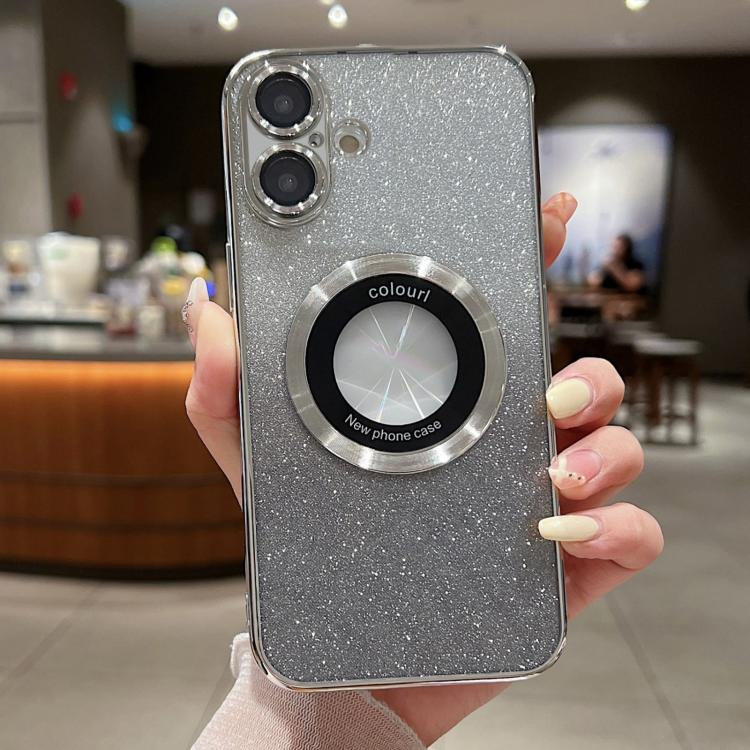 Capa para telemóvel TPU MagSafe com gradiente e glitter eletroplatinado, para iPhone 17e / 16e, para iPhone 17 Pro Max, para iPhone 17 Pro, para iPhone 17, para iPhone Air, para iPhone 16 Pro Max