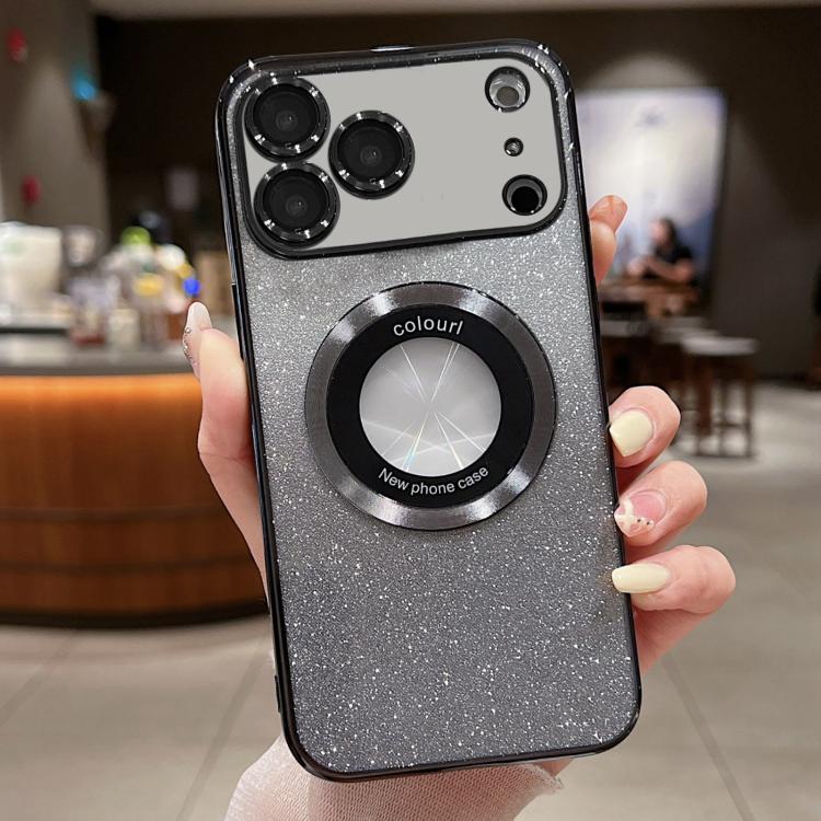 Capa para telemóvel TPU MagSafe com gradiente e glitter eletroplatinado, para iPhone 17e / 16e, para iPhone 17 Pro Max, para iPhone 17 Pro, para iPhone 17, para iPhone Air, para iPhone 16 Pro Max